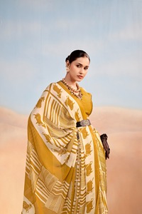 Sari Tradicional Indio de Seda Satinada con Estampado Digital para Uso Diario y Eventos Festivos, Atuendo Elegante para Mujer - Product Image 5