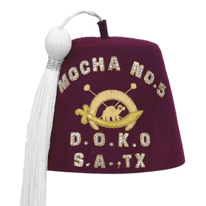 Shriners Masonic Fez <b>Hat</b> with Rhinestones and Gold Bullion Threads Fez <b>Hat</b> with Tassel Holder - Product Image 2