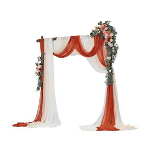 Kit di Fiori per Arco Nuziale Arancione, Composizione Floreale Artificiale a Forma Quadrata, Confezione da 5, Include 2 Pezzi di Drappeggi e 3 Pezzi di Fiori Sagomati - Product Image 3