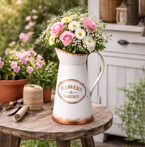 Jarrón de Metal Headway con Forma de Flor - Jarrón Rústico Estilo Campestre Francés Vintage con Asa, Decorativo para el Hogar - Product Image 4