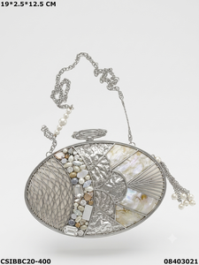 Exclusivos Bolsos de Mano de Latón y Madreperla para Novia, Diseño Elegante y Hechos a Mano |   Bolso de mano Craftstages International para la noche - Product Image 3