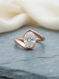 Bague de fiançailles et de mariage en or 14 carats avec diamant de laboratoire ovale de 2,00 carats, sertie en clos en spirale, certifiée IGI, bijoux personnalisés - Product Image 5