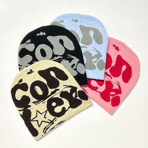 Bonnet en tricot jacquard Y2K multicolore personnalisé, fabrication en gros, bonnet en tricot personnalisé avec logo, haute qualité - Product Image 3