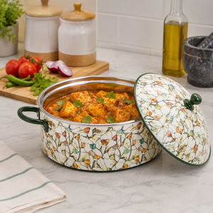 <b>Marvel</b> Handicrafts Premium Floral <b>Printed</b> Stainless Steel Insulated Casserole Hot Pot Food Warmer Serving Bowl Durable Kitchen - Product Image 3