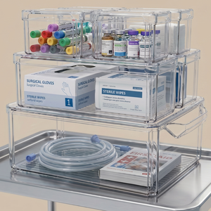 Ensemble d'organisateurs médicaux rectangulaires en plastique, professionnels et durables, faciles à nettoyer, pour la préservation de la fraîcheur, pour salles de traitement et pharmacies - Product Image 1