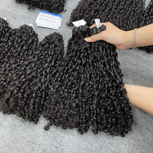 Extensions de cheveux bouclés Pixie vietnamiens bruts en gros, cuticules alignées, double tirage, mèches de cheveux naturelles noires - Product Image 2