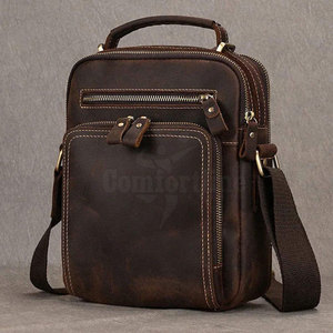 Sac messager en cuir personnalisé pour hommes, sac bandoulière avec sangle réglable, vente en gros, voyage d'affaires - Product Image 4