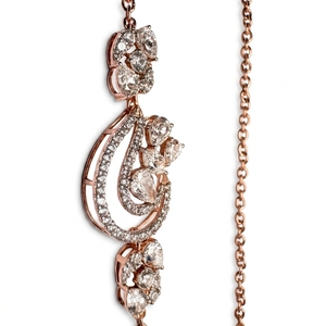 9K Rose Gold Pear & Round Lab Grown Diamond Necklace | 2.64 CT Fine Jewelry - Product Image 2