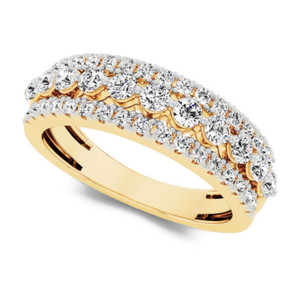 Anillo de Diamantes de Corte Redondo con Múltiples Hileras y Puntas Compartidas - Product Image 1