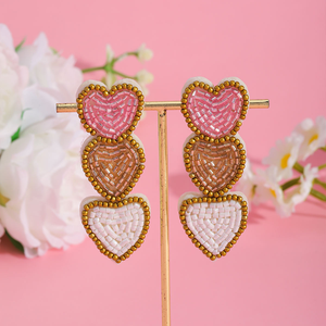 Pendientes de Corazón con Cuentas y Pedrería para Novia, Pendientes Colgantes para Mujer, para Bodas y Fiestas, por MD HANDICRAFTS - Product Image 1