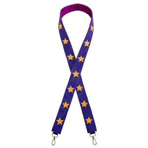 Correa de monedero con cuentas moradas estrellas doradas accesorio de algodón bordado hecho a mano bolsa elegante personalización estilo llamativo regalo - Product Image 1