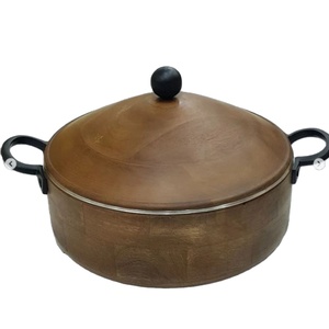 หม้ออุ่นอาหารทรงกลมทำจากสเตนเลสสตีลทำจากไม้ที่เสิร์ฟอาหารหม้อร้อน - Product Image 1
