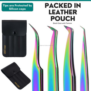 Wholesale Lash Tweezers Fiber Grip Eyelash Extension Tweezers 45° 90° Volume Lash Tweezers Stainless Steel Set - Product Image 6