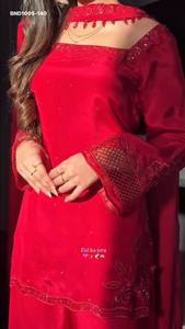 Designer Fancy Crepe Silk with <b>Beads</b>-Handwork & Embroidered Sequence Suit - Stone work Plazzo & Dupatta Indian Supplier - Product Image 3