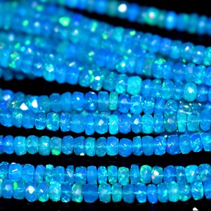 Cuentas de ópalo natural de Paraíba etíope facetadas en forma de rondel para la fabricación de joyas, 4-5 mm, ópalo de fuego Welo brillante, venta al por mayor, 16 pulgadas - Product Image 2