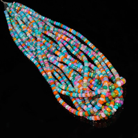 Perles Rondelles Facettées en Opale Éthiopienne Disco de Haute Qualité pour la Fabrication de Bijoux, 16 pouces, Opale de Feu Welo Multicolore 4-5mm, Perles en Gros
