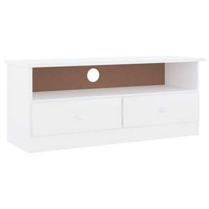 Meuble TV rectangulaire en bois de pin massif blanc moyen pour salon - Product Image 2