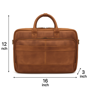 Crazy Horse Brown Leather Laptop <b>Bag</b> with Water Resistant Exterior and Multi Compartment Storage Office Carry Case - Product Image 6