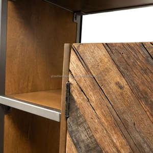 Buffet de rangement et bar à domicile en bois de manguier moderne de luxe à motif chevron, meuble pour salon, salle à manger, hôtel - Product Image 5