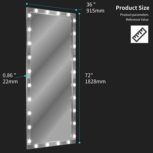 Cho Hollywood Thêm lớn 72x36 inch Bạc Vanity gương LED đầy đủ cơ thể Đèn 3 màu dọc ngang treo gương - Product Image 5