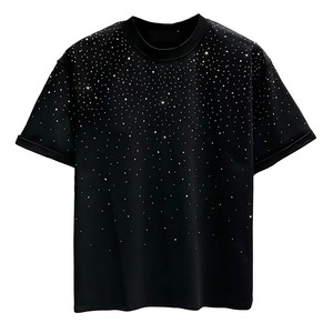 T-shirt tendance avec logo imprimé et strass, 100% coton, coupe ample pour homme - Product Image 2