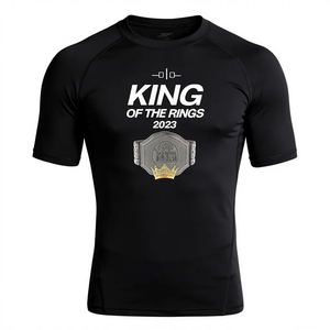 King Of The <b>Rings</b> Boxing Training Compression Shirt <b>Black</b> Breathable All Seasons - Product Image 1