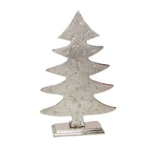 Figura Decorativa de Árbol de Metal Personalizada, Acabado Plateado Texturizado, Escultura de Escritorio Minimalista, Decoración para el Hogar, Sala de Estar, Hotel - Product Image 1