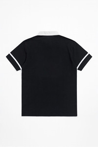 Polo de Golf de Verano de Alta Calidad 100% Algodón para Hombre, Color Negro Sólido, Cuello Blanco y Mangas con Rayas, Ropa Deportiva Moderna - Product Image 4