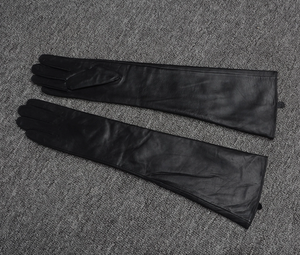 Gants longs en cuir noir pour femme, doublure en soie, confortables, anti-boulochage, tendance, vente en gros, pour le quotidien, le ski, le cyclisme, les activités de plein air et la pêche - Product Image 5