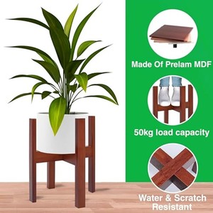 Acacia Wood Contemporary Plant Stand with Copper Hardware-<b>Rectangle</b> Shape Wood Handicraft Wholesale Wooden <b>Planters</b> India - Product Image 4