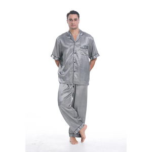 Ensemble de pyjamas en satin de luxe pour hommes, manches longues, boutons, vêtements de nuit pour hommes, respirant, collection printemps-été - Product Image 3
