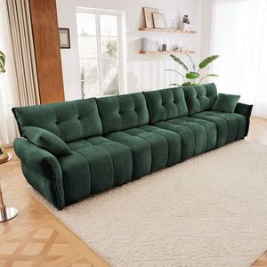 Divano Moderno a 4 Posti in Ciniglia Premium con Struttura in Legno Massello e Cuscini ad Alta Resilienza per Soggiorni, Uffici e Sale Relax - Product Image 2