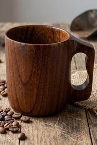 Vaso de madera hecho a mano con forma de barril moderno, con asa lateral de madera, apto para lavavajillas, ecológico, accesorios de bar. - Product Image 6