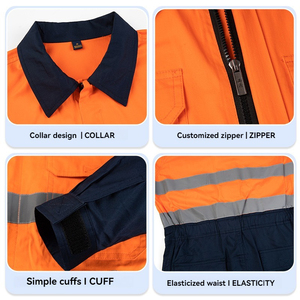 Ensemble de vêtements de travail haute visibilité pour hommes, chemise et pantalon de sécurité réfléchissants en coton, jaune bleu marine - Product Image 5