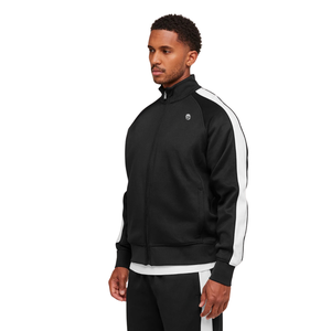 เสื้อแจ็คเก็ตแทร็คสีดำสำหรับผู้ชาย ทรงโอเวอร์ไซส์ ซิปเต็มตัว ชุดกีฬา ชุดออกกำลังกาย ชุดลำลอง ชุดสตรีทแวร์ ชุดแอคทีฟแวร์ เสื้อท่อนบน - Product Image 4