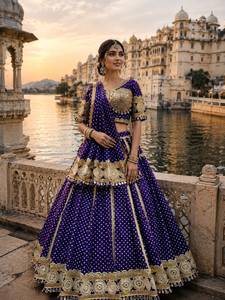 Traditional Indian Pakistani <b>Women</b> <b>Lehenga</b> Choli Embroidered Floor-Length Loose Fit Wedding Wear Silk Stretchable - Product Image 1