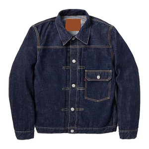 Chaqueta de Mezclilla Índigo Crudo para Hombre con Logotipo OEM Personalizado, Chaqueta Trucker de Jean Rígido de Alta Calidad, Chaqueta de Trabajo con un Solo Bolsillo, Fabricante - Product Image 1