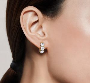 Boucles d'oreilles créoles, boucles d'oreilles en diamant, boucles d'oreilles en or et en argent, boucles d'oreilles en diamants de laboratoire, créoles, bijoux fins pour femmes - Product Image 4