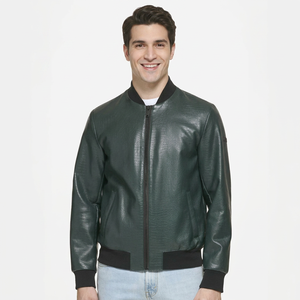 <b>Jackets</b> High Quality Vintage <b>Winter</b> Green Leather <b>Jacket</b> Men Custom Design <b>jacket</b> for men - Product Image 1