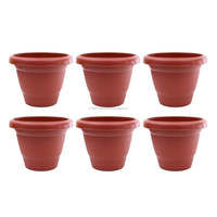 Meilleurs pots de fleurs cylindriques en plastique marron 4/6/8/10/12/14 pouces, jardinières avec plateau d'égouttage, légers, durables, écologiques, résistants aux UV