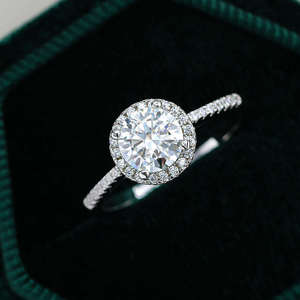 Bague de fiançailles en or blanc 14 carats avec diamant de laboratoire certifié IGI, taille brillant rond, pour femme, 1 carat, 2 carats, 3 carats - Product Image 5