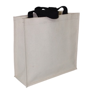 High Quality Eco Custom Logo Laminated Waterproof Canvas Cotton Tote <b>Bag</b> <b>Long</b> Webbing Handle Letter Design for Shopping Gift - Product Image 3