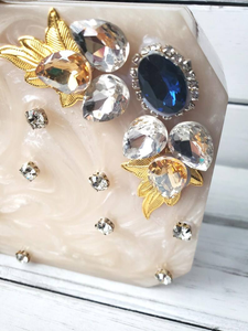 Pochette de soirée de luxe en résine peinte à la main avec cristaux, sac à main tendance et écologique pour femme, modèle unique pour la fête des Mères - Product Image 6