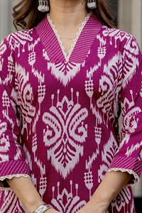 Indian Ethnic Wear <b>Women</b> Pink <b>Kurta</b> Pant Dupatta Set | Soft Cotton Printed Designer Suit - Product Image 6