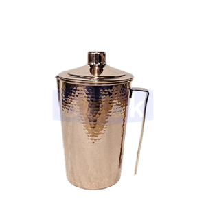 Handcrafted Eco-Friendly Classic Copper Water Pitcher with <b>Cover</b> and Polished Surface for Daily Drinking and <b>Table</b> Serving - Product Image 1