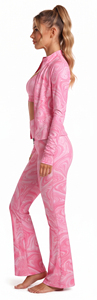 Ensemble de compression 3 pièces pour femme, imprimé, coupe évasée, pour yoga, avec soutien-gorge dos nageur, veste de sport et legging respirant - Product Image 3