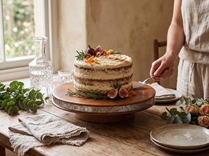 Wooden <b>Cake</b> <b>Stand</b> with Galvanized Metal Rim | Rustic Round Dessert Display Pedestal | Farmhouse Serving <b>Stand</b> 25x25x8 cm - Product Image 3