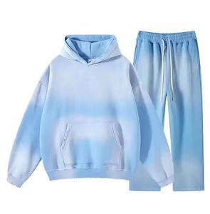 Survêtements imprimés délavés à l'acide effet soleil, avec logo personnalisé, en molleton bouclette 340 g/m² épais, coupe longue, style jogging évasé - Product Image 6