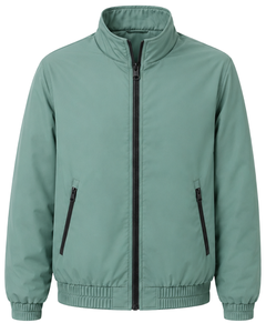 Chaqueta Bomber Ligera Personalizada Verde Menta para Hombre, Chaqueta Cortavientos Casual con Cierre Completo, Cuello Alto, Estilo Urbano Otoñal - Product Image 1
