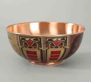 Atractivo Tazón de Cobre Hecho a Mano con Diseño Vintage de Elefante y Pavo Real, Esmaltado en Color, Vajilla Decorativa de Metal para Servir Comida - Product Image 2